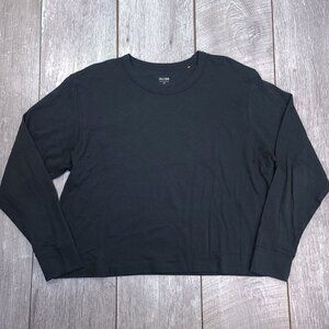 DU/ER Shirt Womens Large Durasoft Crop Black Premium Sweatshirt Top